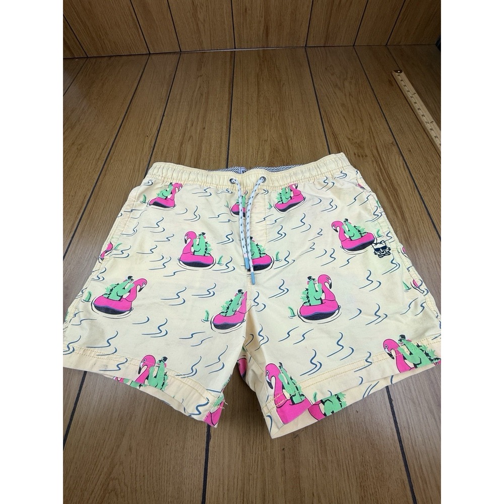 Party‎ Pants Permanent Vacation Swim Yellow Shorts Sz L fits like M